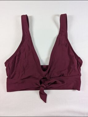 Robin Piccone Plunge Tie-Front Bralette in Deep Plum